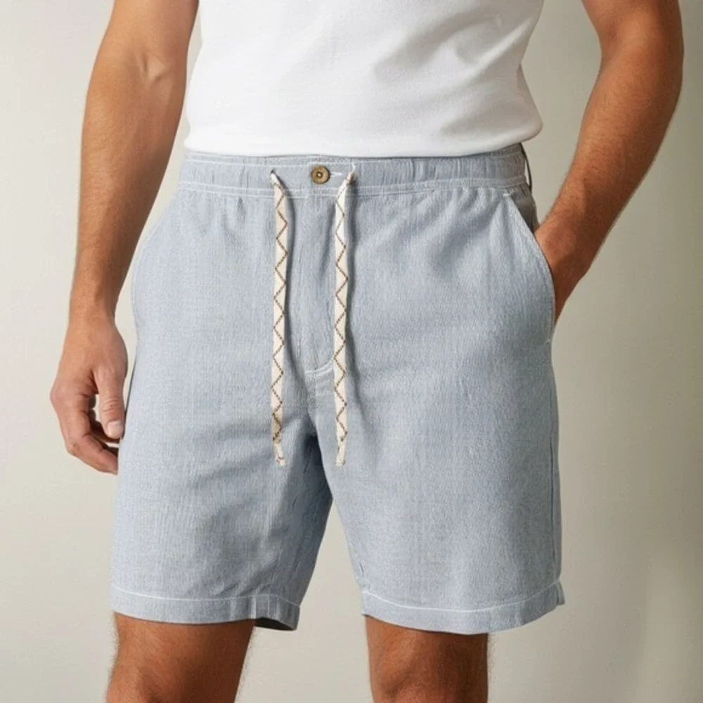 FAHERTY Blue Stripe Linen Beach Shorts Size 40 NWT